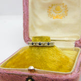 9ct White Gold, Diamond & Sapphire Half Eternity Ring 1966 London Vintage