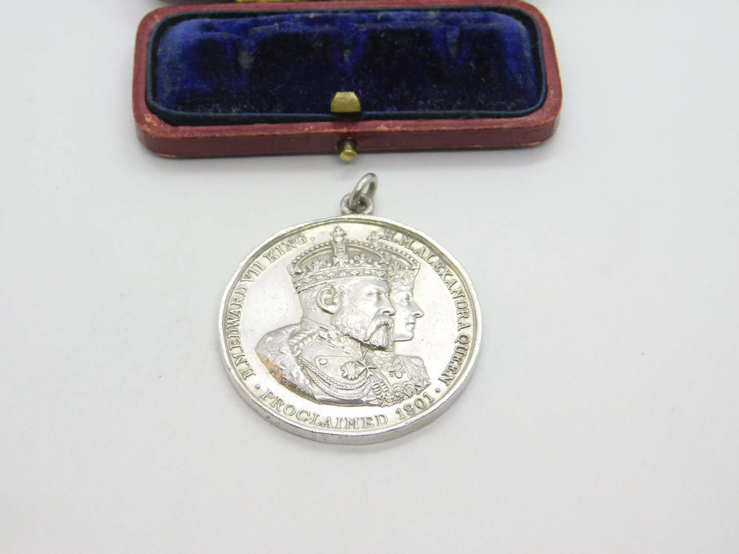 Sterling Silver King Edward VII Coronation Fob Medal 1901 Birmingham Antique