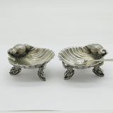 Victorian Pair of Sterling Silver Dolphin Salt Cellars Antique 1864 Birmingham