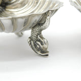 Victorian Pair of Sterling Silver Dolphin Salt Cellars Antique 1864 Birmingham