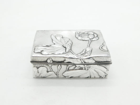 Japanese Meiji Period 'Jungin' Pure Silver Floral Pattern Jewellery Box c1880