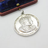 Sterling Silver King Edward VII Coronation Fob Medal 1901 Birmingham Antique