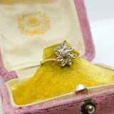 10ct Yellow Gold, Diamond Set Floral Leaf Pattern Ring Vintage c1970