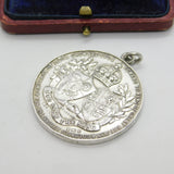 Sterling Silver King Edward VII Coronation Fob Medal 1901 Birmingham Antique
