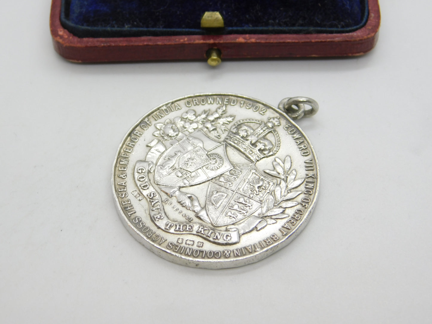 Sterling Silver King Edward VII Coronation Fob Medal 1901 Birmingham Antique