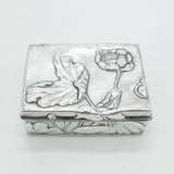 Japanese Meiji Period 'Jungin' Pure Silver Floral Pattern Jewellery Box c1880