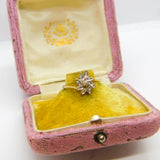 10ct Yellow Gold, Diamond Set Floral Leaf Pattern Ring Vintage c1970