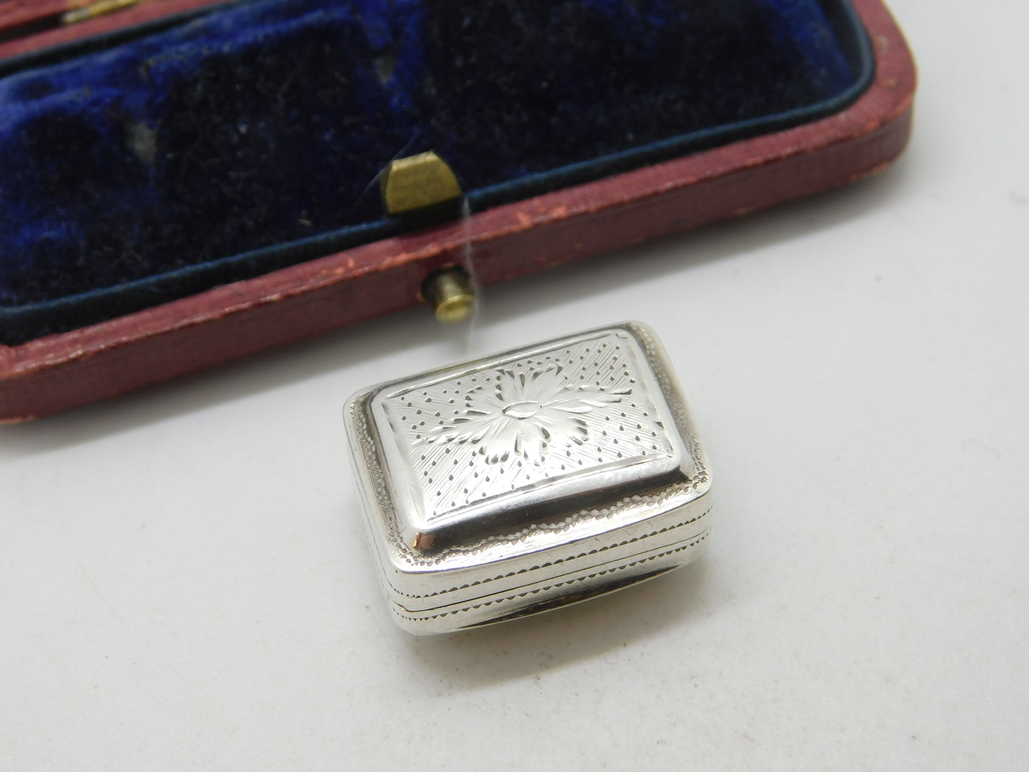 Forget Me Not Flower Vinaigrette Sterling Silver Box Antique Georgian 1821