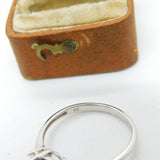 9ct White Gold 1ct Blue Sapphire & White Sapphire Engagement Ring Vintage c1990