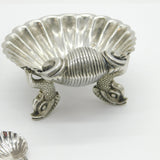 Victorian Pair of Sterling Silver Dolphin Salt Cellars Antique 1864 Birmingham