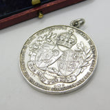 Sterling Silver King Edward VII Coronation Fob Medal 1901 Birmingham Antique