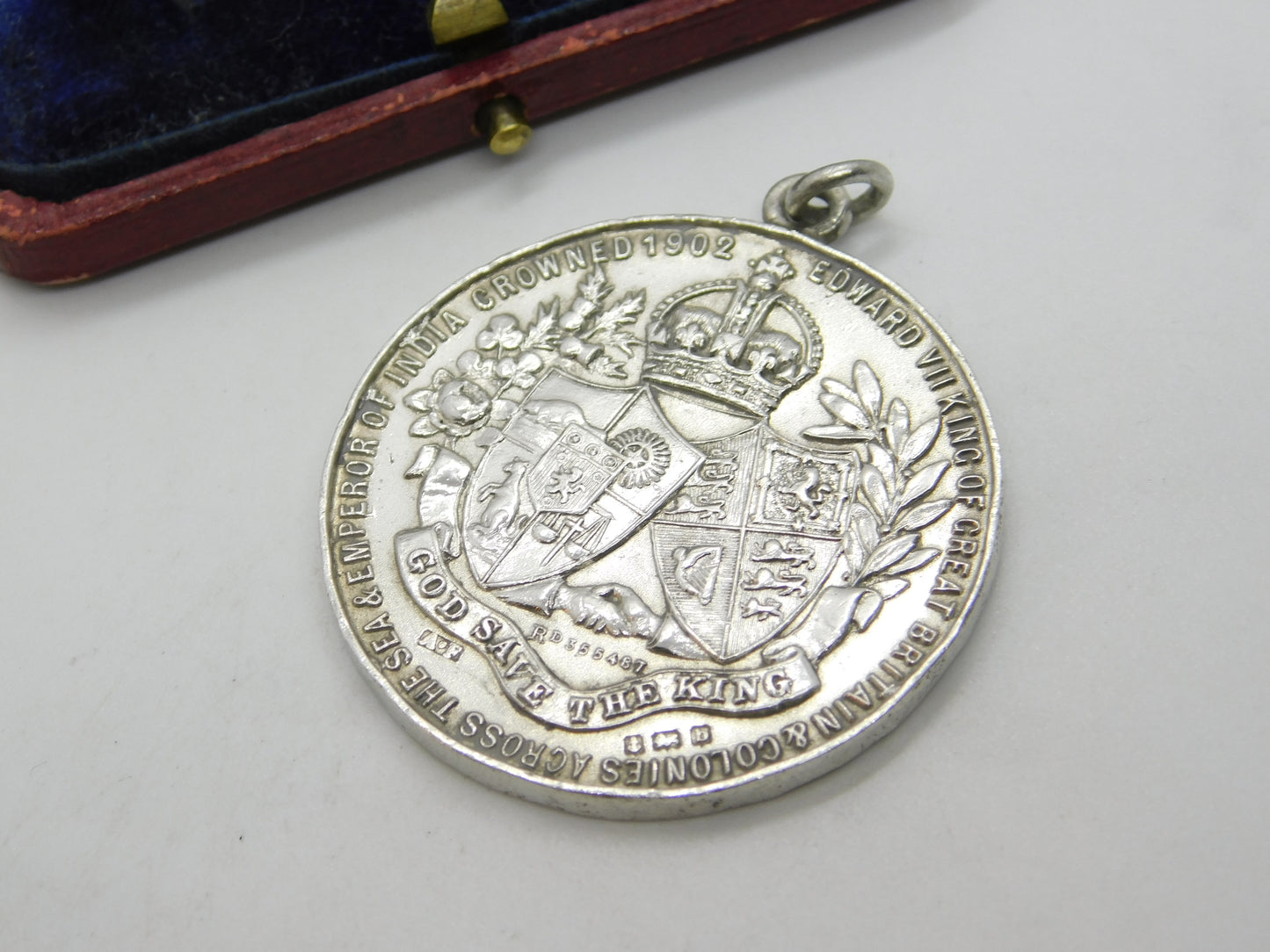 Sterling Silver King Edward VII Coronation Fob Medal 1901 Birmingham Antique