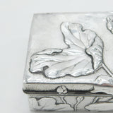 Japanese Meiji Period 'Jungin' Pure Silver Floral Pattern Jewellery Box c1880