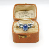 9ct White Gold Cabochon Cut Sapphire Dress Ring Vintage 2005 Birmingham
