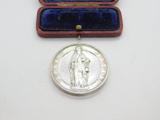 Sterling Silver Oundle School Crested Medal 1933 London Mappin & Webb