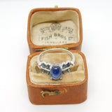 9ct White Gold Cabochon Cut Sapphire Dress Ring Vintage 2005 Birmingham