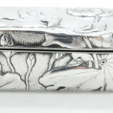 Japanese Meiji Period 'Jungin' Pure Silver Floral Pattern Jewellery Box c1880