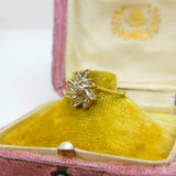 10ct Yellow Gold, Diamond Set Floral Leaf Pattern Ring Vintage c1970