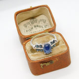 9ct White Gold Cabochon Cut Sapphire Dress Ring Vintage 2005 Birmingham