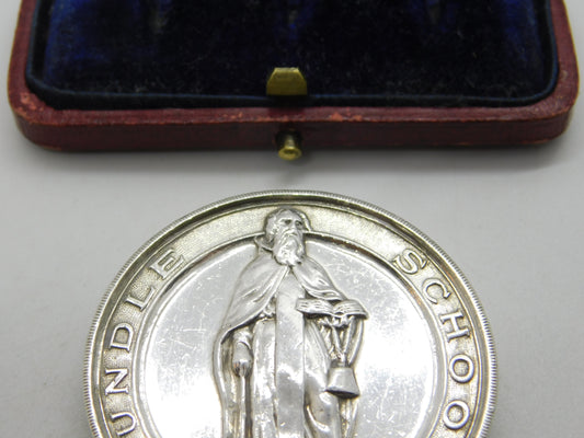 Sterling Silver Oundle School Crested Medal 1933 London Mappin & Webb