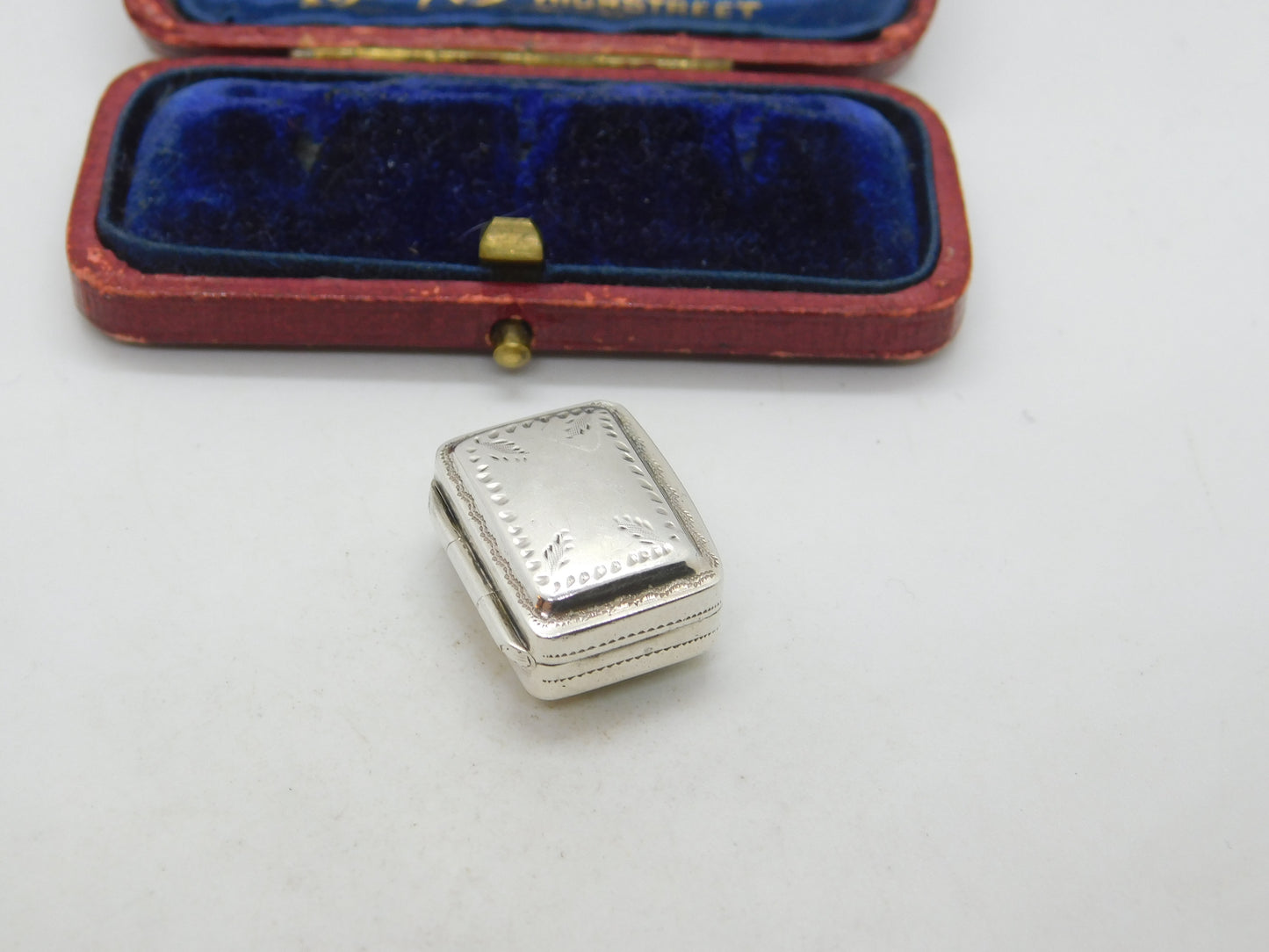 Forget Me Not Flower Vinaigrette Sterling Silver Box Antique Georgian 1821