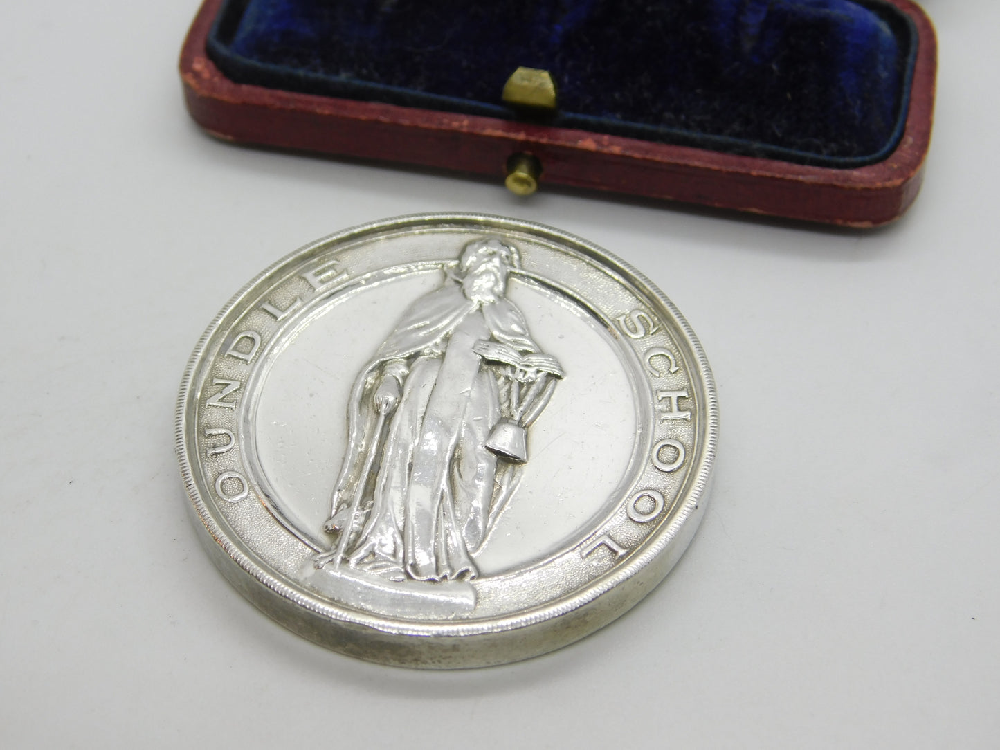 Sterling Silver Oundle School Crested Medal 1933 London Mappin & Webb