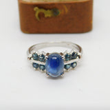 9ct White Gold Cabochon Cut Sapphire Dress Ring Vintage 2005 Birmingham