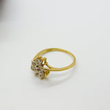 10ct Yellow Gold, Diamond Set Floral Leaf Pattern Ring Vintage c1970