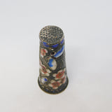 Chinese Sterling Silver Colourful Enamel Large Sewing Thimble Antique c1940