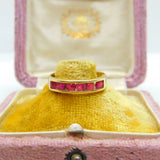14ct Yellow Gold & Six-Stone Natural Ruby Dress Ring Vintage c1980 Size Q UK