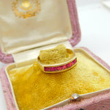 14ct Yellow Gold & Six-Stone Natural Ruby Dress Ring Vintage c1980 Size Q UK