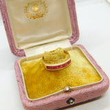 14ct Yellow Gold & Six-Stone Natural Ruby Dress Ring Vintage c1980 Size Q UK