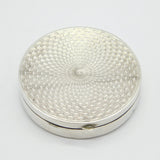 Sterling Silver Blue-White Enamel St Bartholomew Mirror Compact Antique 1930 Birmingham