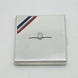 WWII-era Sterling Silver & Enamel RAF Wings Pilots Cigarette Case 1949 Antique