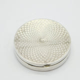 Sterling Silver Blue-White Enamel St Bartholomew Mirror Compact Antique 1930 Birmingham