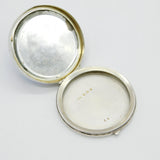 Sterling Silver Blue-White Enamel St Bartholomew Mirror Compact Antique 1930 Birmingham