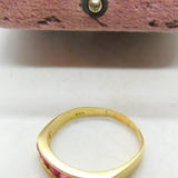 14ct Yellow Gold & Six-Stone Natural Ruby Dress Ring Vintage c1980 Size Q UK