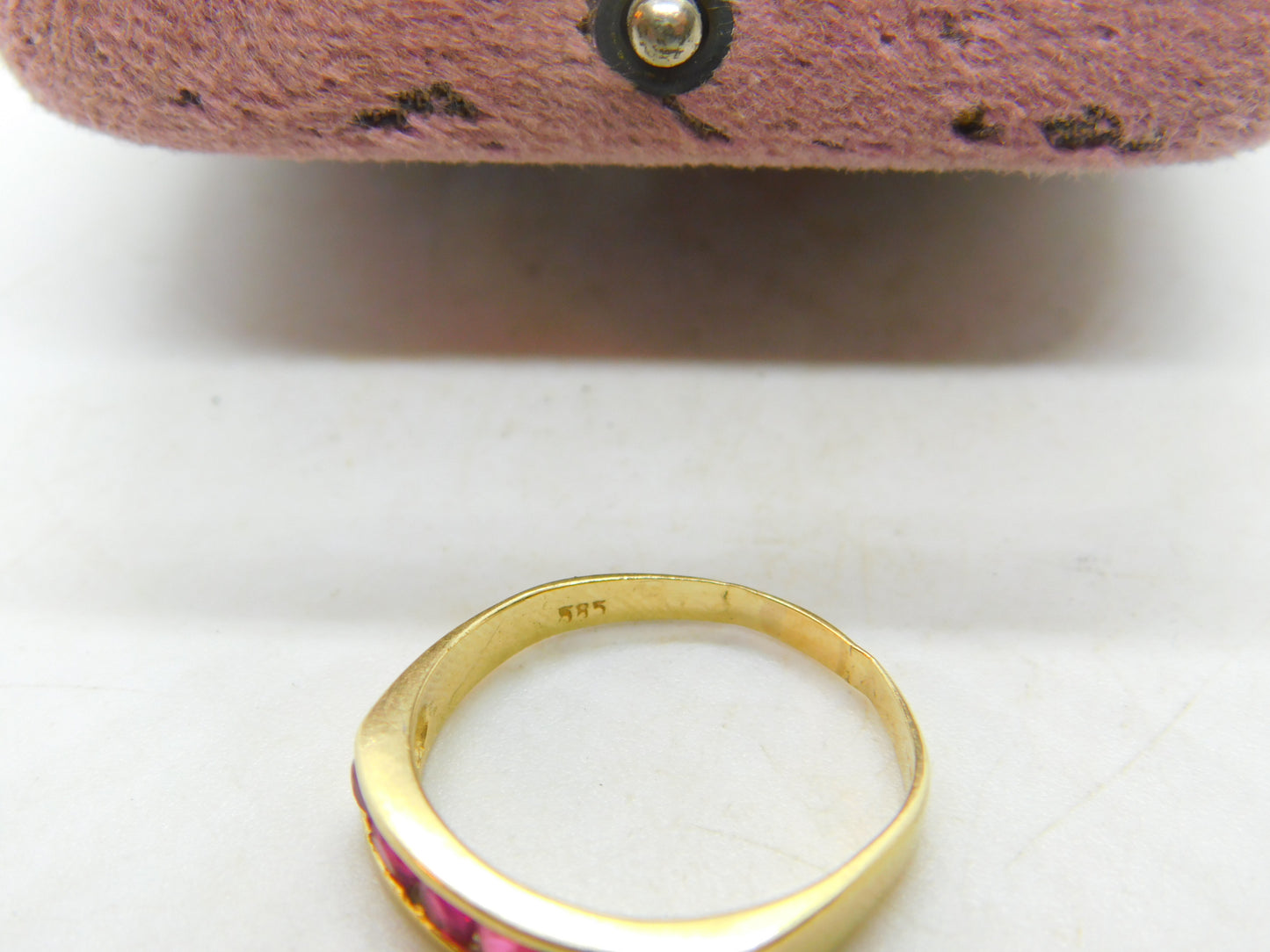 14ct Yellow Gold & Six-Stone Natural Ruby Dress Ring Vintage c1980 Size Q UK