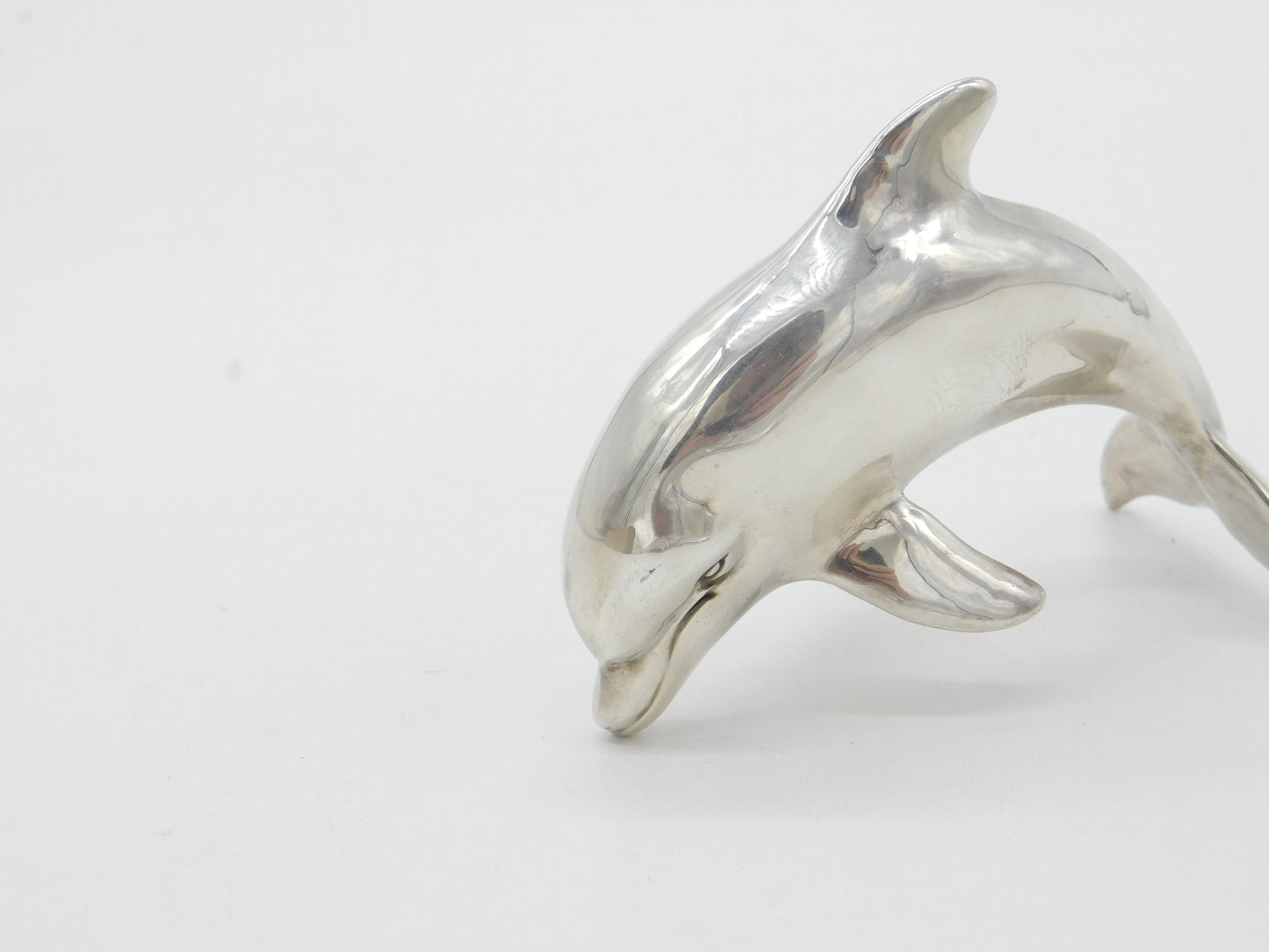 Sterling Silver Sculpture of Figure Leaping Dolphin Vintage c1980