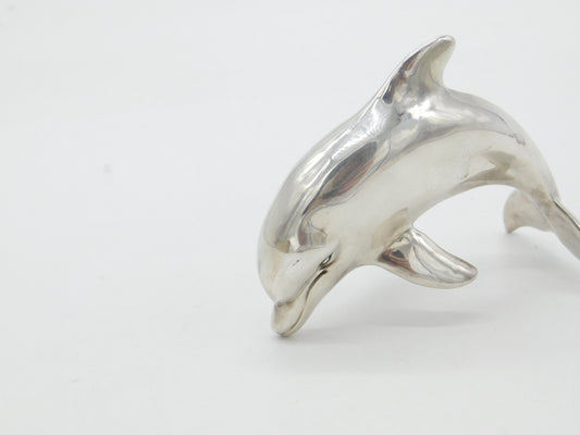 Sterling Silver Sculpture of Figure Leaping Dolphin Vintage c1980