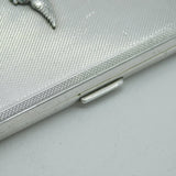 WWII-era Sterling Silver & Enamel RAF Wings Pilots Cigarette Case 1949 Antique