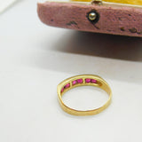 14ct Yellow Gold & Six-Stone Natural Ruby Dress Ring Vintage c1980 Size Q UK