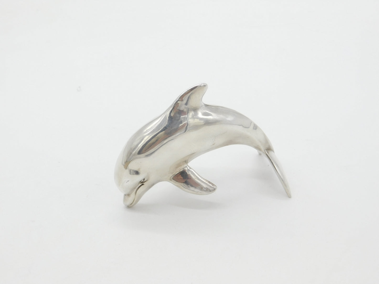 Sterling Silver Sculpture of Figure Leaping Dolphin Vintage c1980