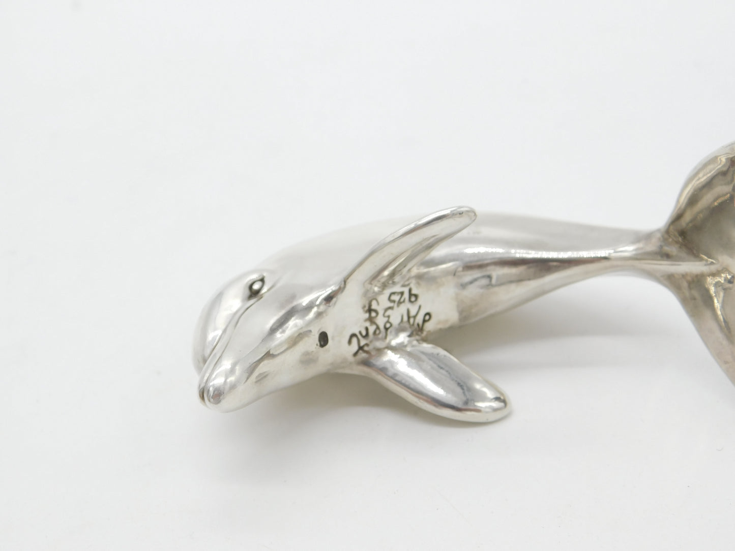 Sterling Silver Sculpture of Figure Leaping Dolphin Vintage c1980