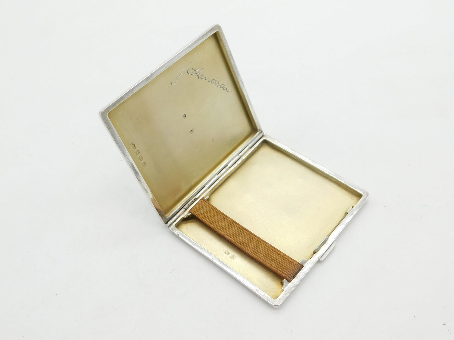 WWII-era Sterling Silver & Enamel RAF Wings Pilots Cigarette Case 1949 Antique