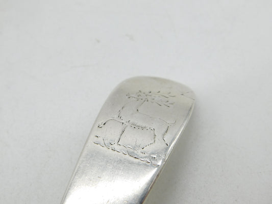 George I Sterling Silver Deer Crest Basting Spoon Antique 1724 London