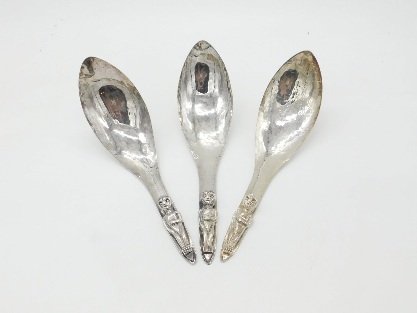 Set of Three Acme, Vancouver Planished Silver Plated Serving Spoons First Nations