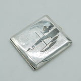 Japanese .950 Silver & Shakudo Enamel Rural Scene Cigarette Case Antique c1920