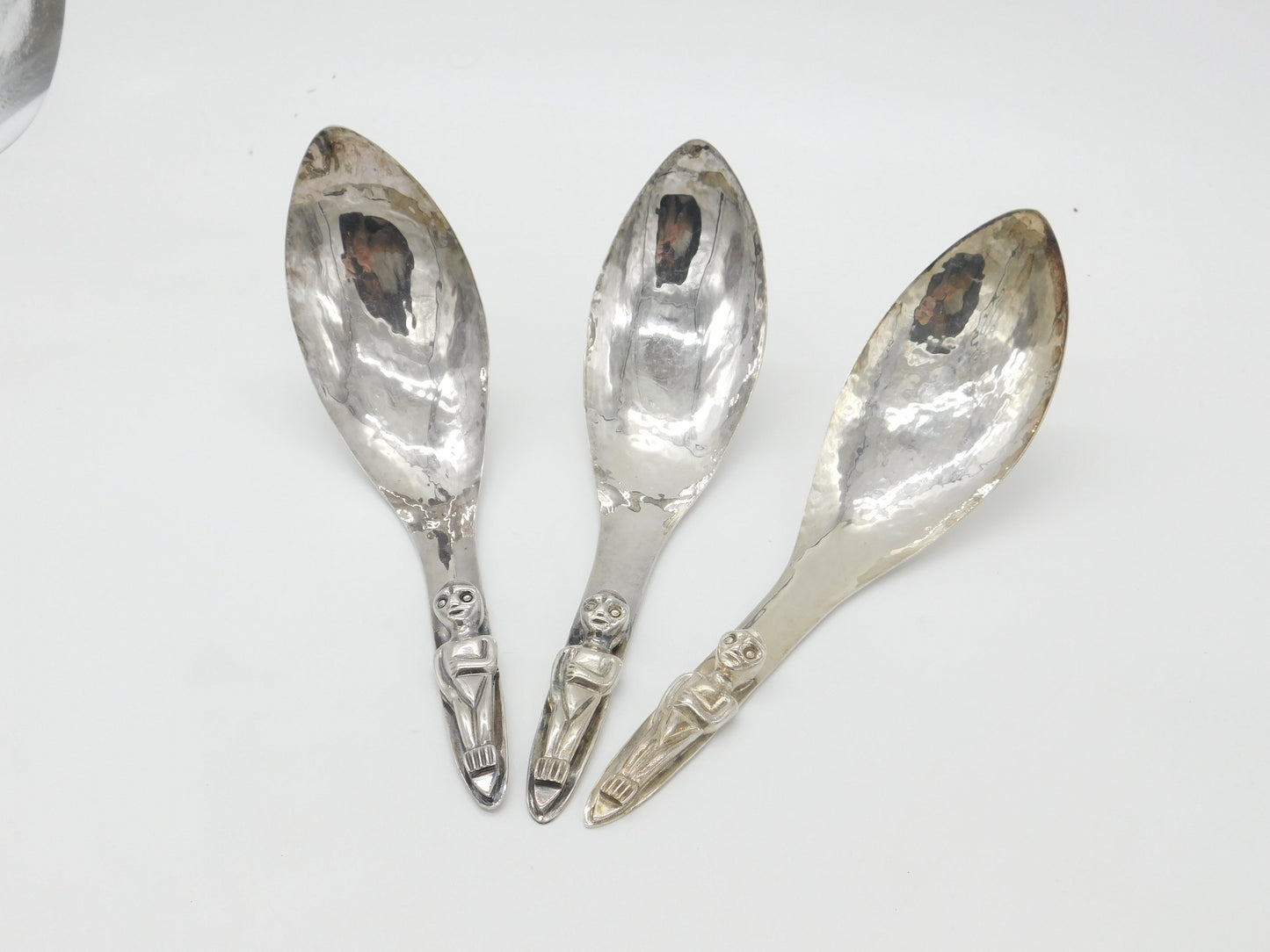 Set of Three Acme, Vancouver Planished Silver Plated Serving Spoons First Nations