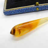 Victorian 15ct Gold & Torpedo Carved Banded Agate Drop Pendant Antique c1860
